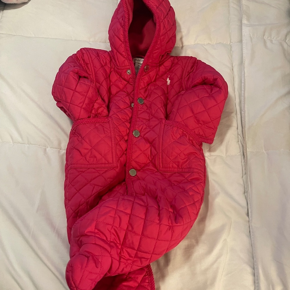 Pink Ralph Lauren infant snow suit 6 month